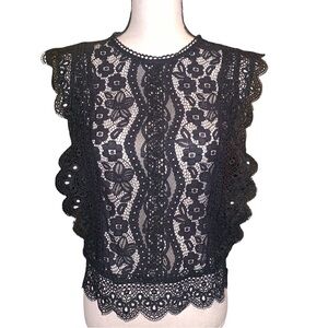 New Express Womens Sleeveless Black Lacey Boho Blouse Sz S Romantic Whimsy Goth